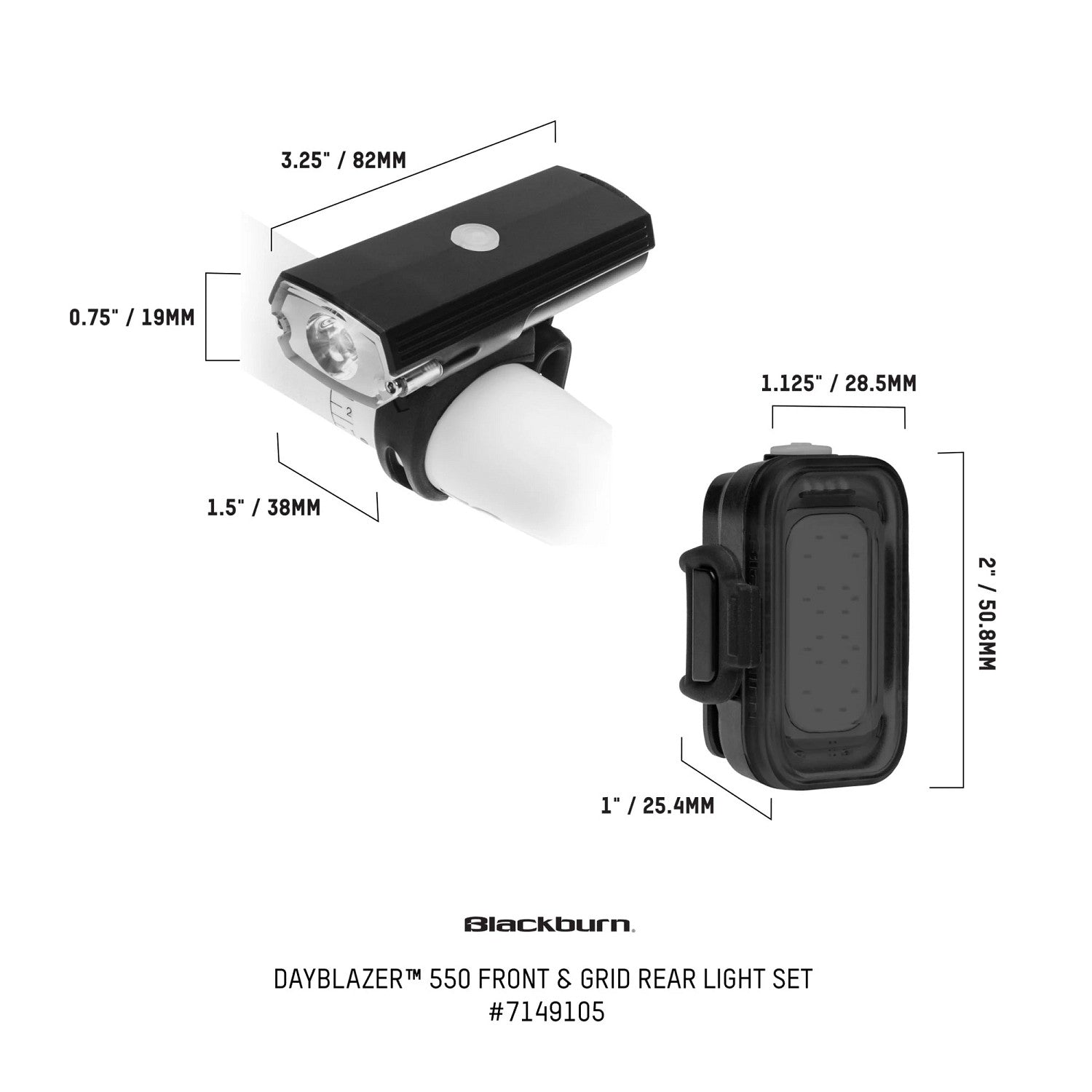 Blackburn Dayblazer 550 Front + Grid Rear Light Set