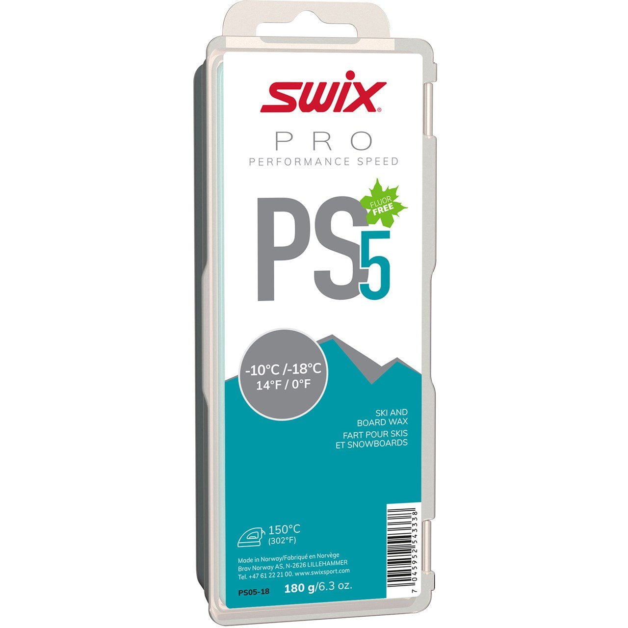 Swix Ps5 Turquoise Ski Glide Wax 180G